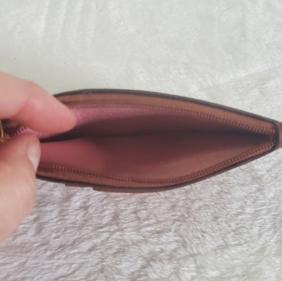 Faux Pebbled Leather Coin Cash Credit Card Tan Brown Mini Cardholder Wallet - Picture 6 of 8